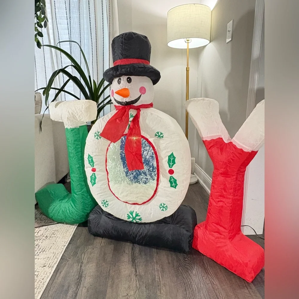 Festive Snowman JOY Snow Blowing Inflatable Decoration